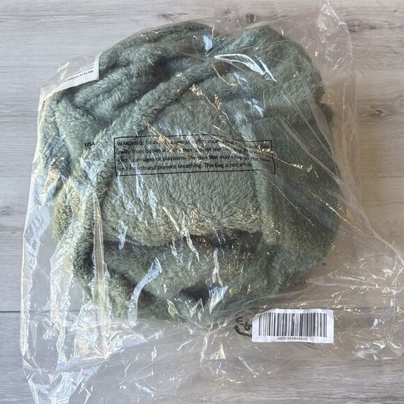 Denim & Co. Shimmer Sherpa Long Sleeve‎ Open Front Jacket green Small NWT in pkg - Picture 6 of 8